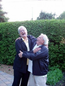 Daniel Nadeau et Yves Bellavance. Moment de célébration paradoxale. Le jour où Yves m’a appris qu’il lui restait 2 à 3 mois à vivre…